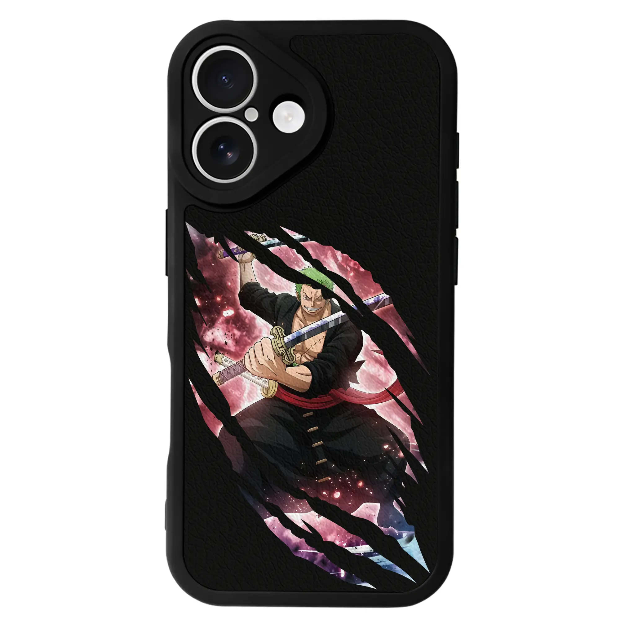 ワンピース グッズ ロロノア・ゾロ - IPhone 16シリーズ対応 ・ シリコンスマホケース ・ レザー調 ・ 高精度フィット ・ 耐衝撃 ・ ワイヤレス充電対応 ・ 精密カット